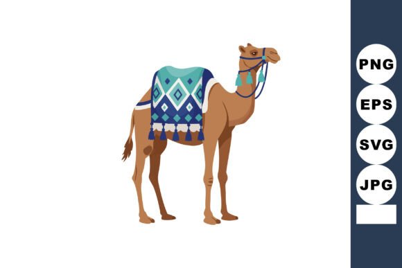 Calm Camel Art with Blue Saddle Blanket