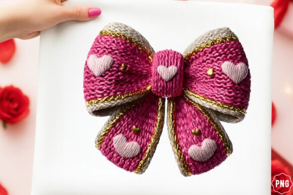 Charming Pink Bow with Knitted Texture Design