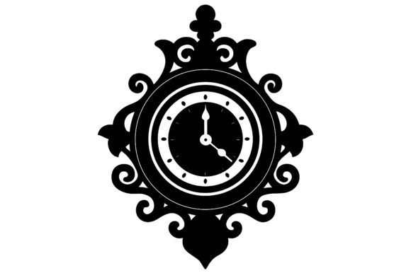 Decorative Gold Clock Black Silhouette for Holiday Crafts