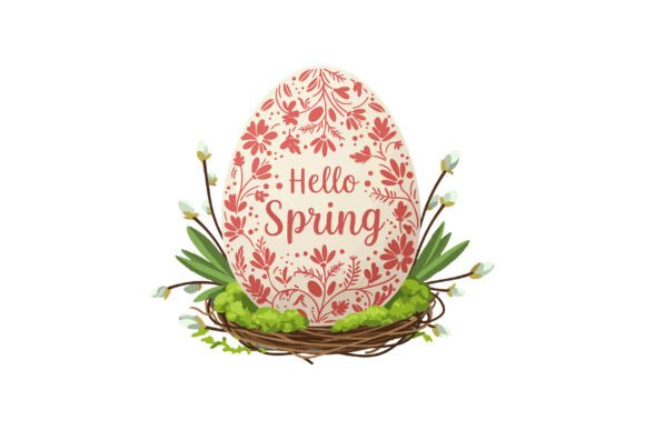 Decorative Spring Egg in a Rustic Nest