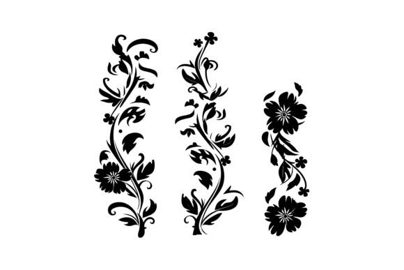 Decorative Thick Floral Set Silhouette for Pro Design