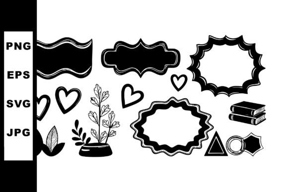 Decorative Vintage Frames Hearts Leaves