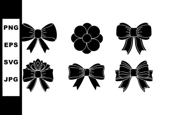 Elegant Black Bow and Flower Vector I
