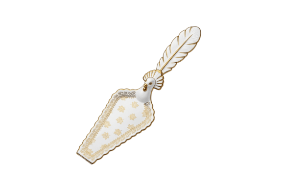 Elegant White Gold Decorative Server: A Festive Design Essential