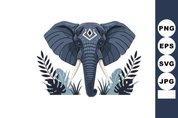 Elephant Head with Decorative Tribal Designs