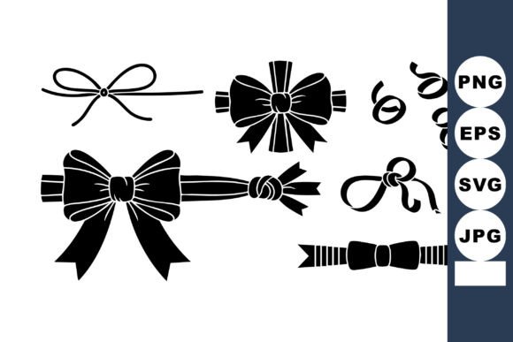 Elevate Your Designs with Decorative Black Ribbon Bows and Curls V
