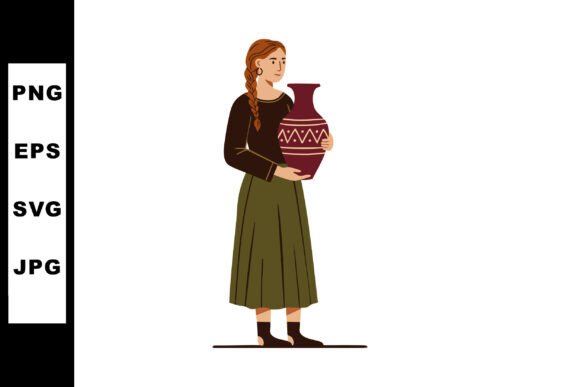 Elevating Your Design Projects with a Woman Holding Traditional Decorative Vase