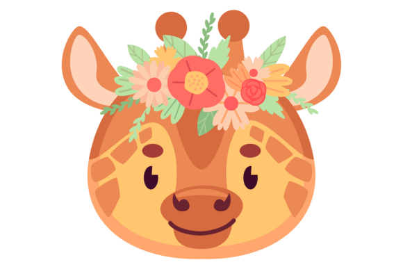 Floral Giraffe Head: A Creative Design Asset