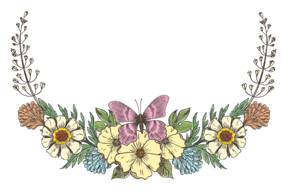 Hand-Drawn Botanical Wreaths for Design
