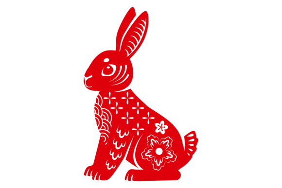 Ornate Red Bunny Silhouette: A Design Essential