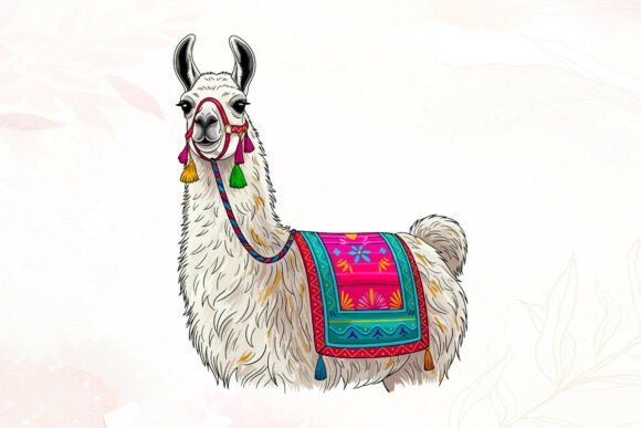 Strategic Brand Elevation with White Llama with Vibrant Decorative Design Assets