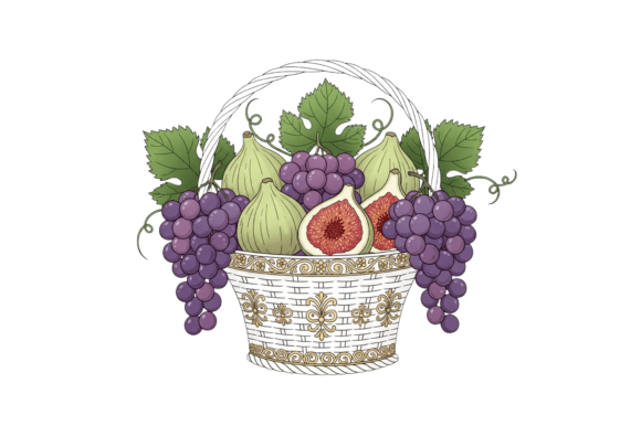 Strategic Visual Storytelling: Leveraging Grapes and Figs in Decorative Basket for Brand Impact