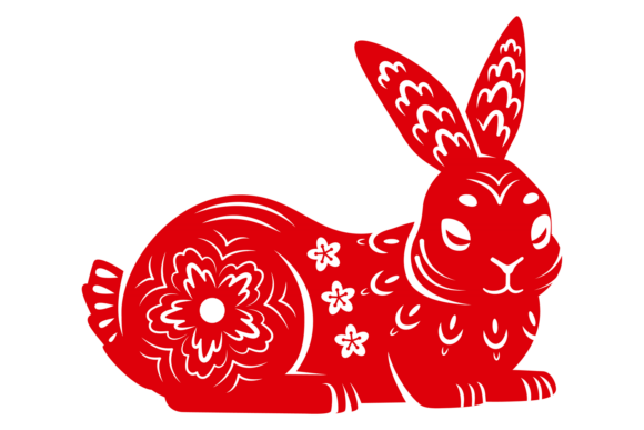 The Charm of the Sleeping Bunny with Flower Decorative Ornament in Modern Design