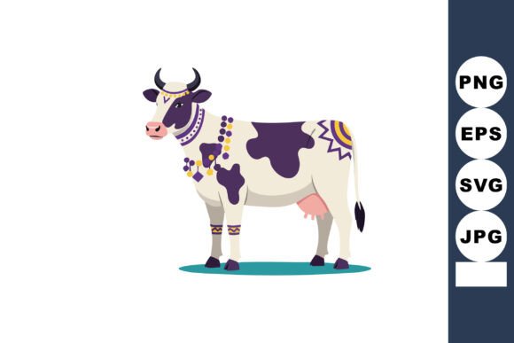 Unlocking the Potential of the Cow with Decorative Purple and Yellow Patterns for Your Creative Projects
